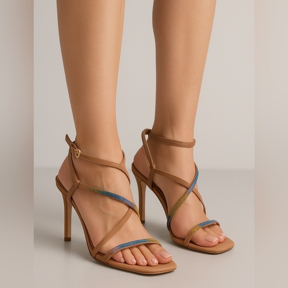 1144- BCBGENERATION Joliny Tan Rainbow Colors Women's Sandals Size 7.5 M NWT - Picture 1 of 11